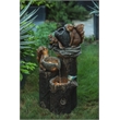 LuxenHome Resin Squirrels on Posts Lighted Outdoor Fountain