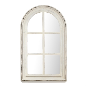 luxenhome white wood arched window wall mirror