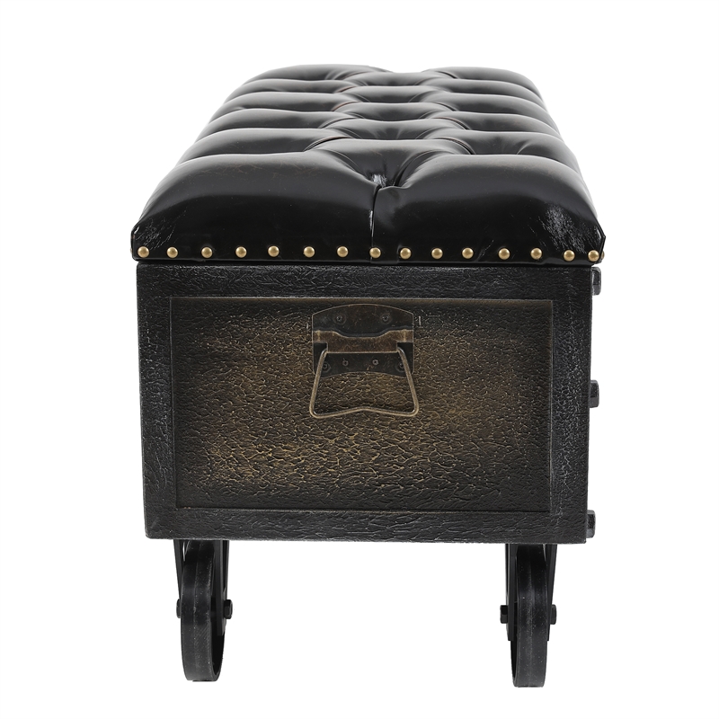 LuxenHome Upholstered Faux Leather Storage Trunk Ottoman Cymax Business