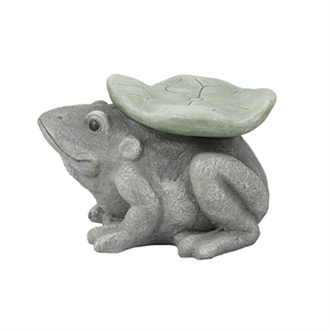 luxenhome gray mgo frog and lilypad garden stool