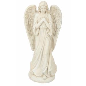 luxenhome off white mgo serene standing angel garden statue