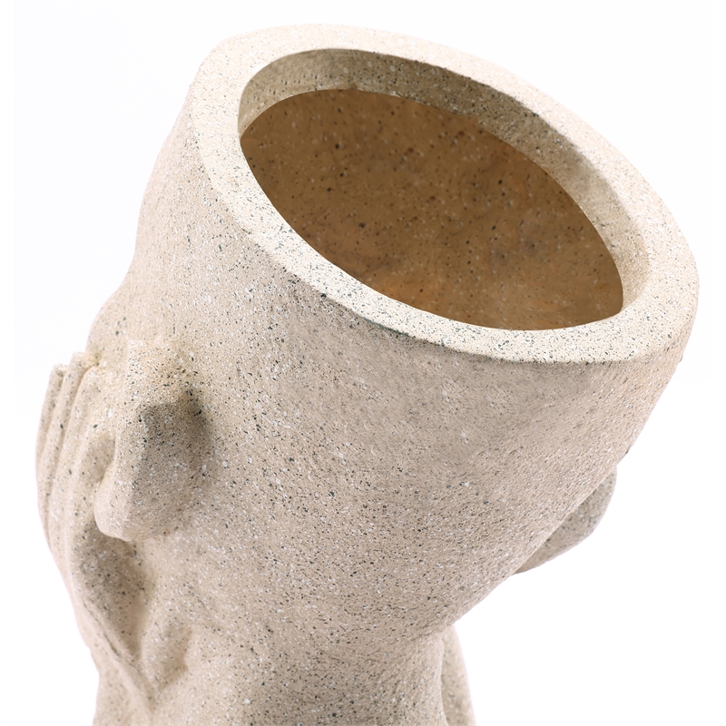 LuxenHome Speckled Off White MgO Thoughtful Bust Head Planter