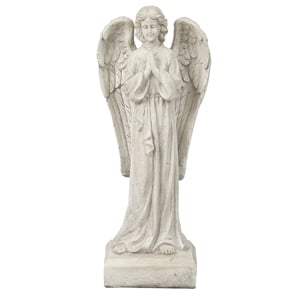 luxenhome off white resin praying angel garden statue