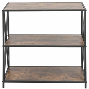 luxenhome walnut wood finish x-frame metal wide bookcase