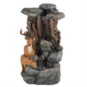 luxenhome resin deer outdoor fountain with led lights