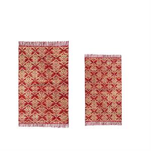 luxenhome set of 2 handwoven red/white polyester/cotton rug