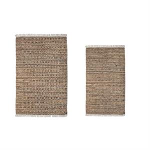 luxenhome set of 2 handwoven coffee leather/cotton rug