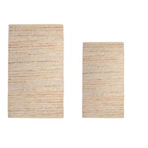luxenhome set of 2 handwoven beige leather/cotton rug