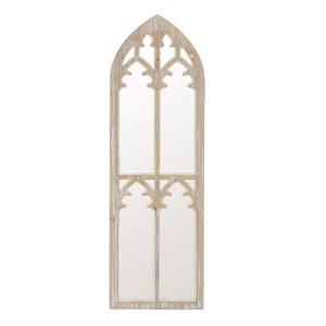 luxenhome weathered natural wood cathedral framed wall mirror