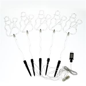 luxenhome white plastic set of 5 lighted snowman stakes