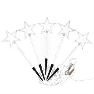 luxenhome white plastic set of 5 lighted star stakes