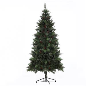 luxenhome 7ft green pvc pre-lit artificial christmas tree