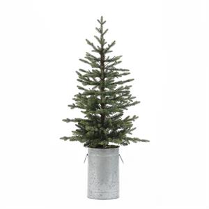 LuxenHome 4ft Pre-Lit LED Artificial Fir Christmas Tree with Silver Metal Pot