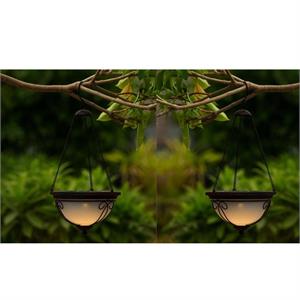 luxenhome set of 2 brown plastic/metal solar hanging accent lantern