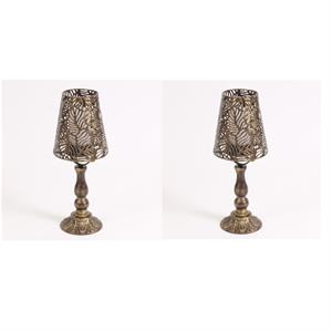 luxenhome set of 2 antique gold metal battery-op accent lamp