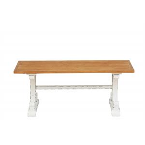 luxenhome farmhouse distressed white and natural wood coffee table