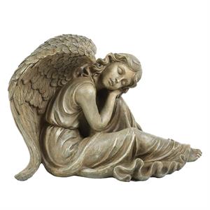 luxenhome weathered brown mgo sleeping angel statue