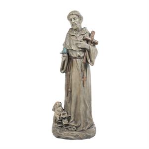 luxenhome weathered gray and brown mgo saint francis statue
