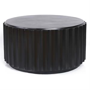 luxenhome black cement round coffee table