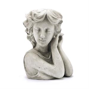 luxenhome gray mgo lady head bust planter indoor/outdoor