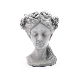luxenhome gray mgo lady rose wreath bust planter