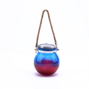luxenhome blue and red crackle glass solar outdoor hanging and table lantern