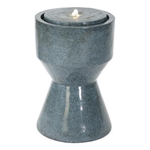 luxenhome gray resin bubbler indoor/outdoor fountain with led light
