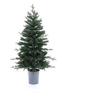 LuxenHome 4Ft Pre-Lit LED Artificial Fir Christmas Tree with Metal Pot