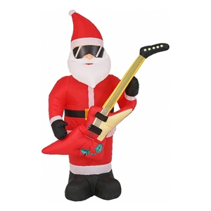 luxenhome 7ft rocking red santa with guitar inflatable with led lights