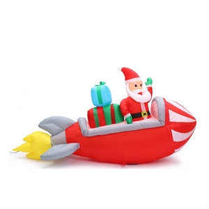 luxenhome 7ft santa on rocket ship inflatable with led lights