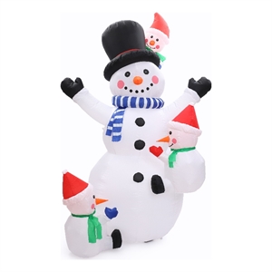 luxenhome 8.5ft snowman and snow kids inflatable with led lights