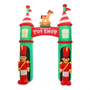 luxenhome 10ft toy shop inflatable arch with nutcracker guards and led lights