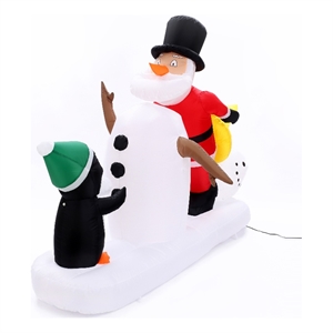 luxenhome 6ft santa snowman and penguin inflatable with led lights