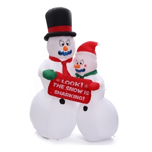 luxenhome 6ft shaking snowman couple inflatable with led lights