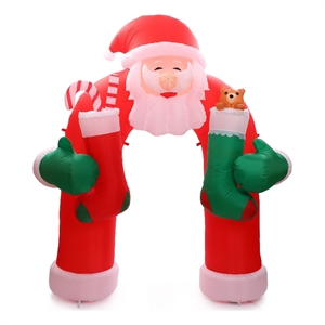 luxenhome 9ft santa stockings arch inflatable with led lights
