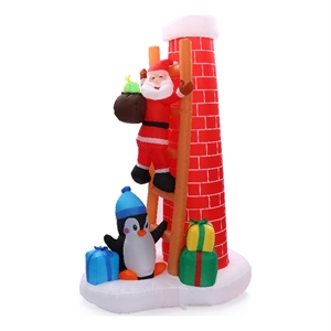 luxenhome 7ft santa on the roof chimney inflatable with led lights