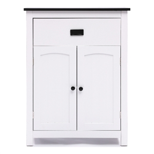 LuxenHome White Manufactured Wood 1-Drawer 1-Door Bathroom Linen Cabinet