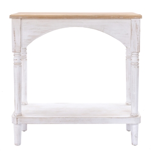 luxenhome farmhouse white and natural wood single shelf console table