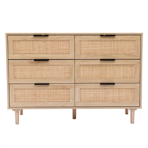 luxenhome light wood 6 drawer bedroom dresser