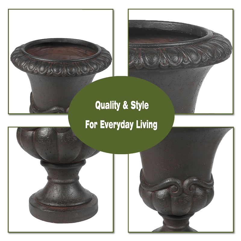 LuxenHome Rustic Brown Urn Planter-