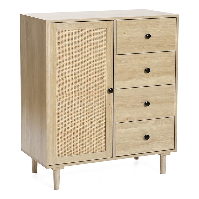 LuxenHome White Wood Storage Cabinet