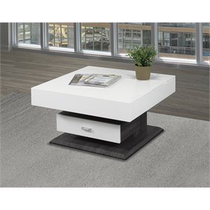 brassex rotating coffee table with lift top and storage in white grey