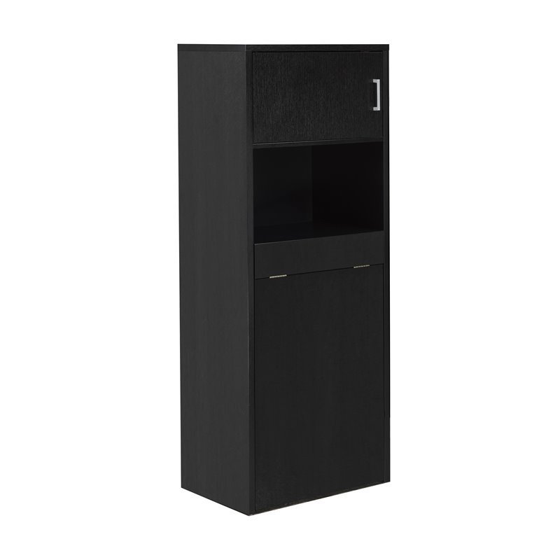 Brassex Multi Tier Bookcase With Fold Down Desk In Black 170291 Blk