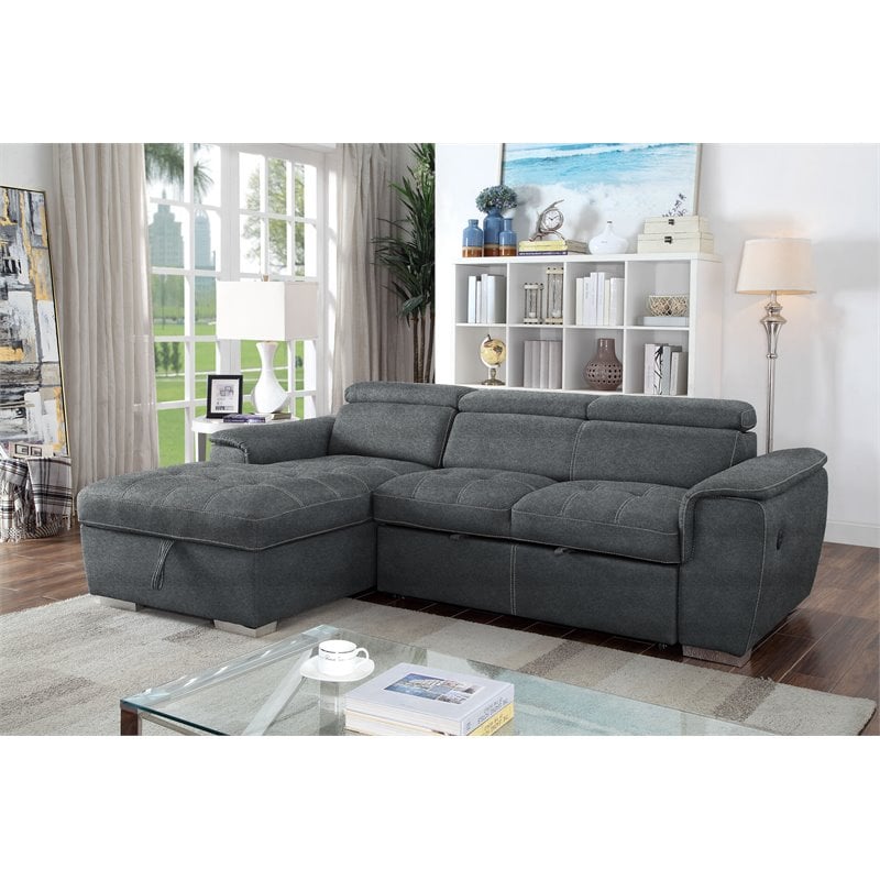 Brassex Bentley Sectional With Pull Out Bed And Storage Chaise In