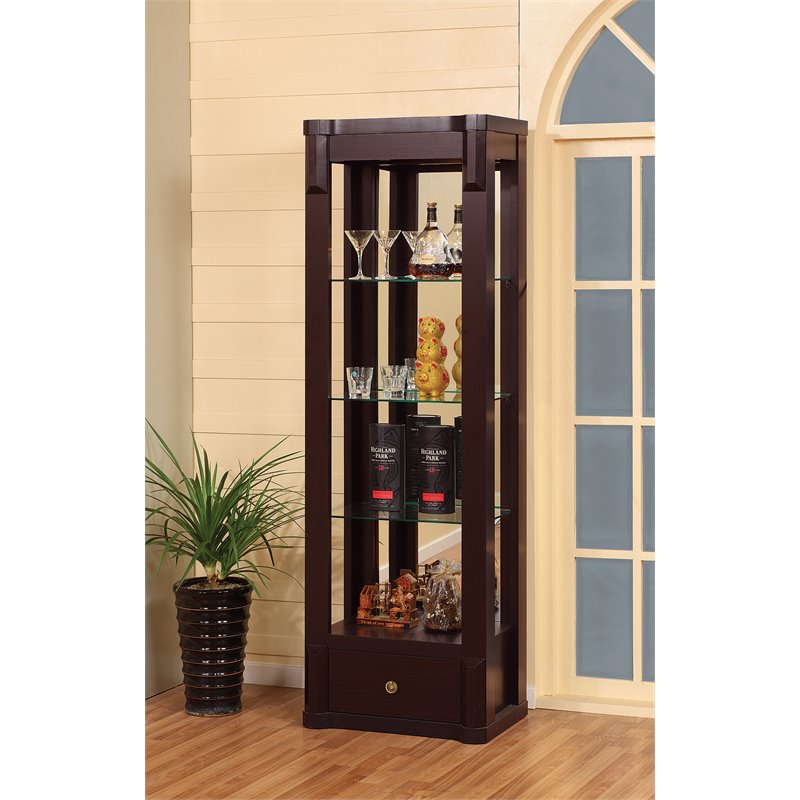 Brassex 4 Tier Curio Home Bar Cabinet With Storage Drawer And Top