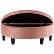 Posh Living Nathan Velvet Upholstered Half Moon Storage Ottoman in Blush Pink