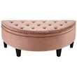 Posh Living Nathan Velvet Upholstered Half Moon Storage Ottoman in Blush Pink