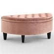 Posh Living Nathan Velvet Upholstered Half Moon Storage Ottoman in Blush Pink