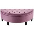 Posh Living Nathan Velvet Upholstered Half Moon Storage Ottoman in Mauve