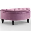 Posh Living Nathan Velvet Upholstered Half Moon Storage Ottoman in Mauve